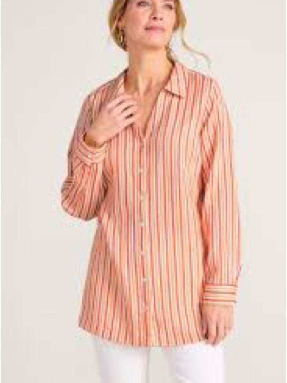 Soft Surroundings Escambia Gauze Striped Tunic Shirt. Medium